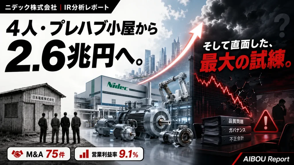 4人・プレハブ小屋から2.6兆円へ。そしてニデックが直面した、最大の試練。