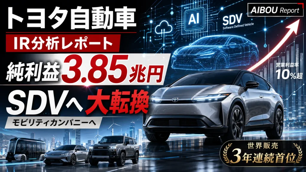 トヨタ自動車の決算書を読む——純利益3.85兆円・日本一の稼ぎ頭が仕掛ける「ソフトウェア定義車両」への大転換